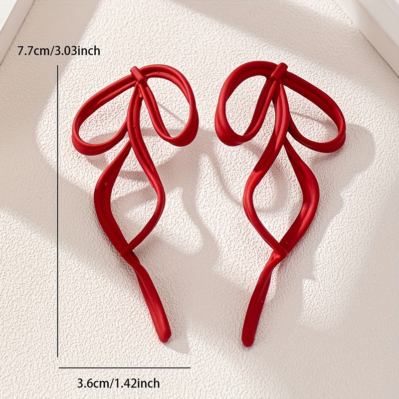 Red Bow Dangle Earrings - Classic Style for Women